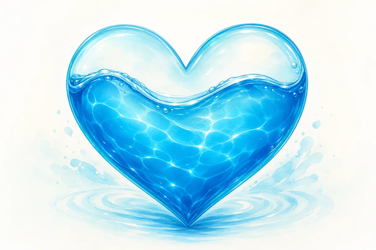 Illustrated heart filled with bright blue water symbolising Swimmly Swim School's caring approach to swimming lessons in Randburg